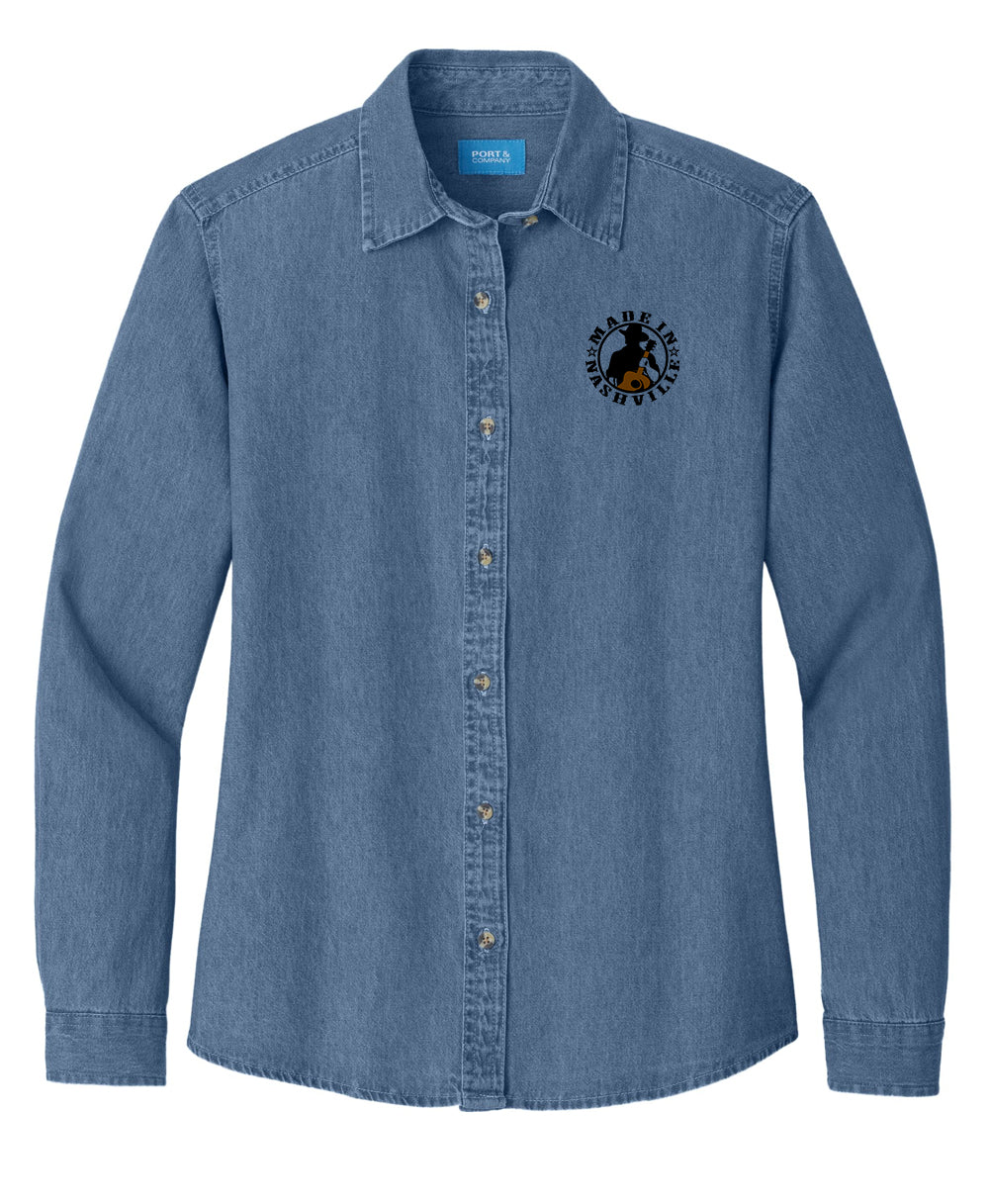 Ladies MIN Long Sleeve Denim Shirt