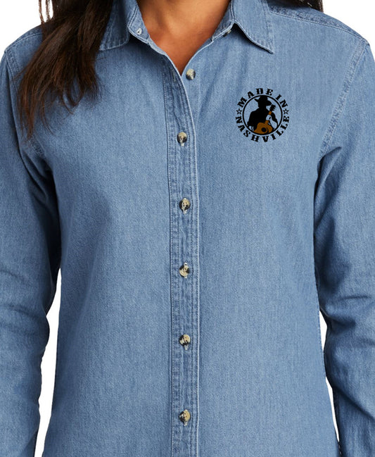 Ladies MIN Long Sleeve Denim Shirt
